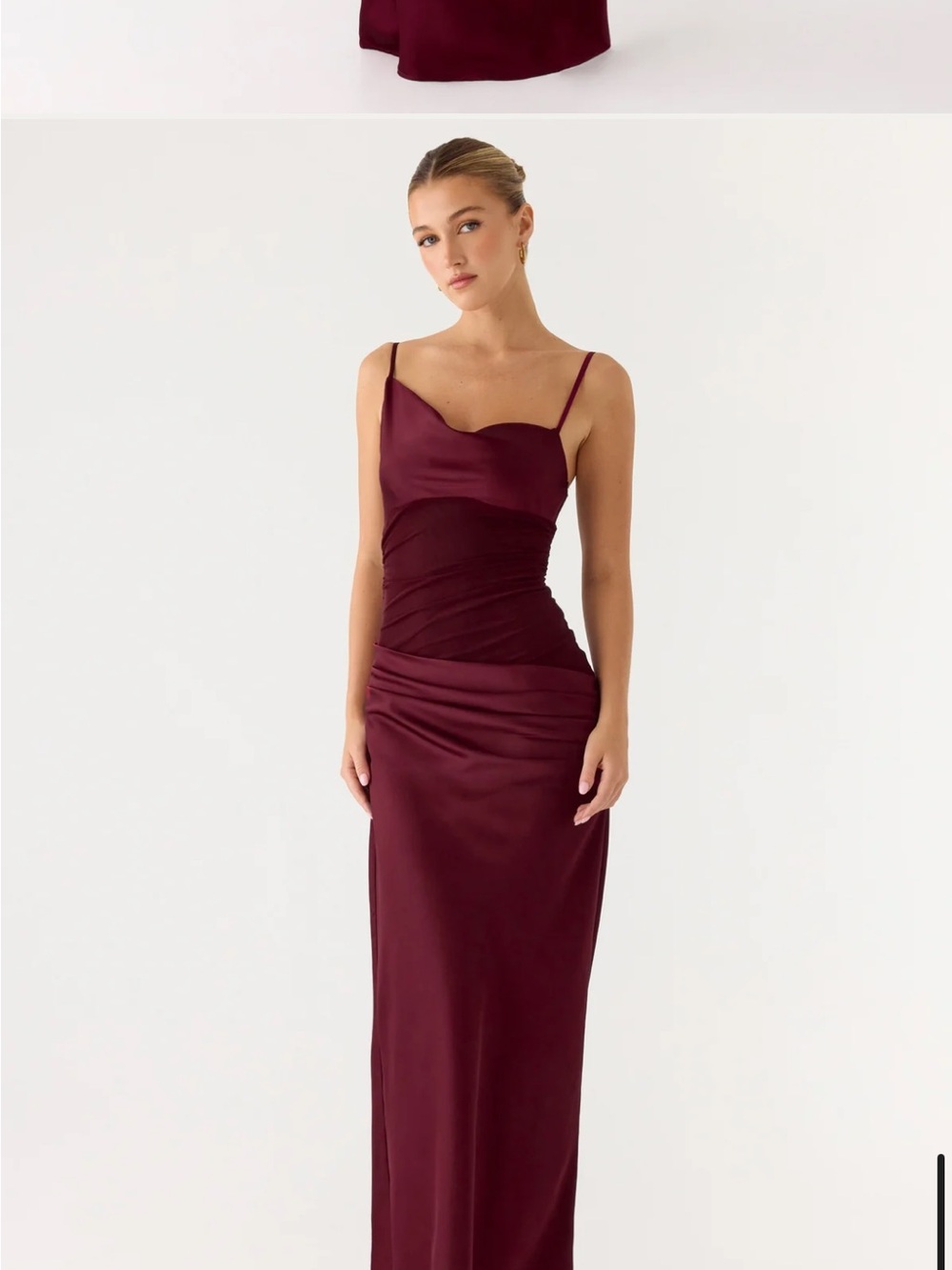 Peppermayo Plum Burgundy Satin Slip Maxi Dress